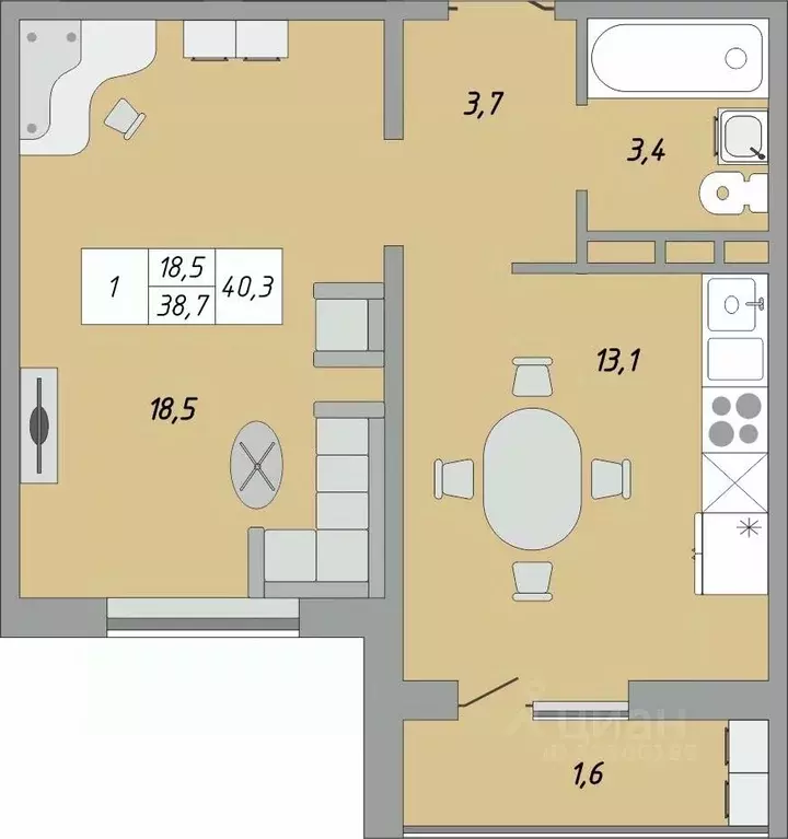 1-к кв. Оренбургская область, Оренбург ул. Юркина, 2 (40.3 м) - Фото 0