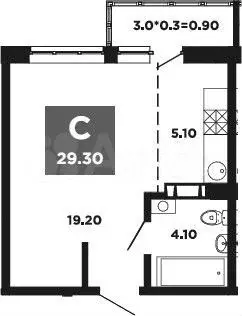 Квартира-студия, 29,2 м, 15/20 эт. - Фото 1