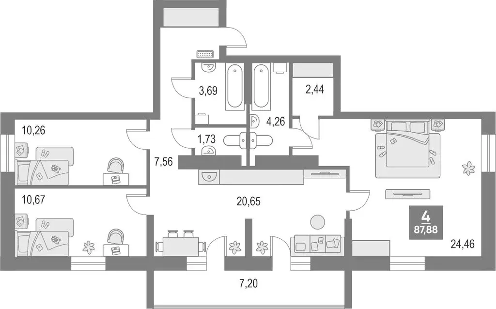 3-комнатная квартира: Киров, улица Рудницкого, 14 (87.75 м) - Фото 1