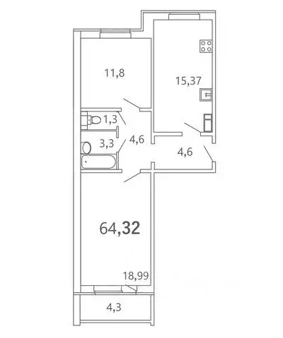2-к кв. Саратовская область, Саратов ул. Имени И.С. Левина, 11 (59.0 ... - Фото 2