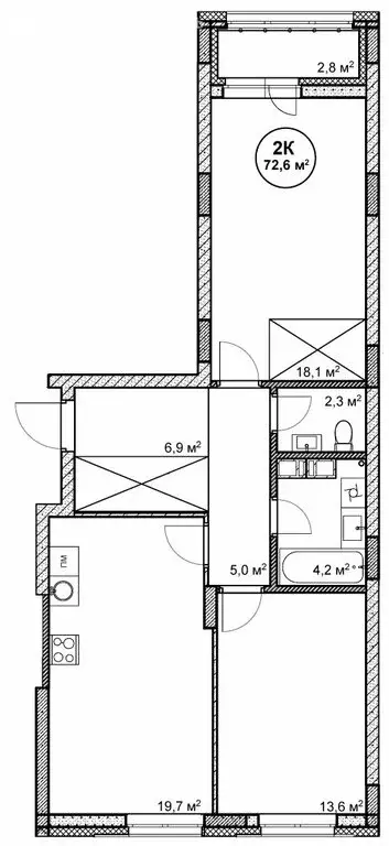 2-комнатная квартира: Нижний Новгород, посёлок Cовхоза Цветы (72.6 м) - Фото 0