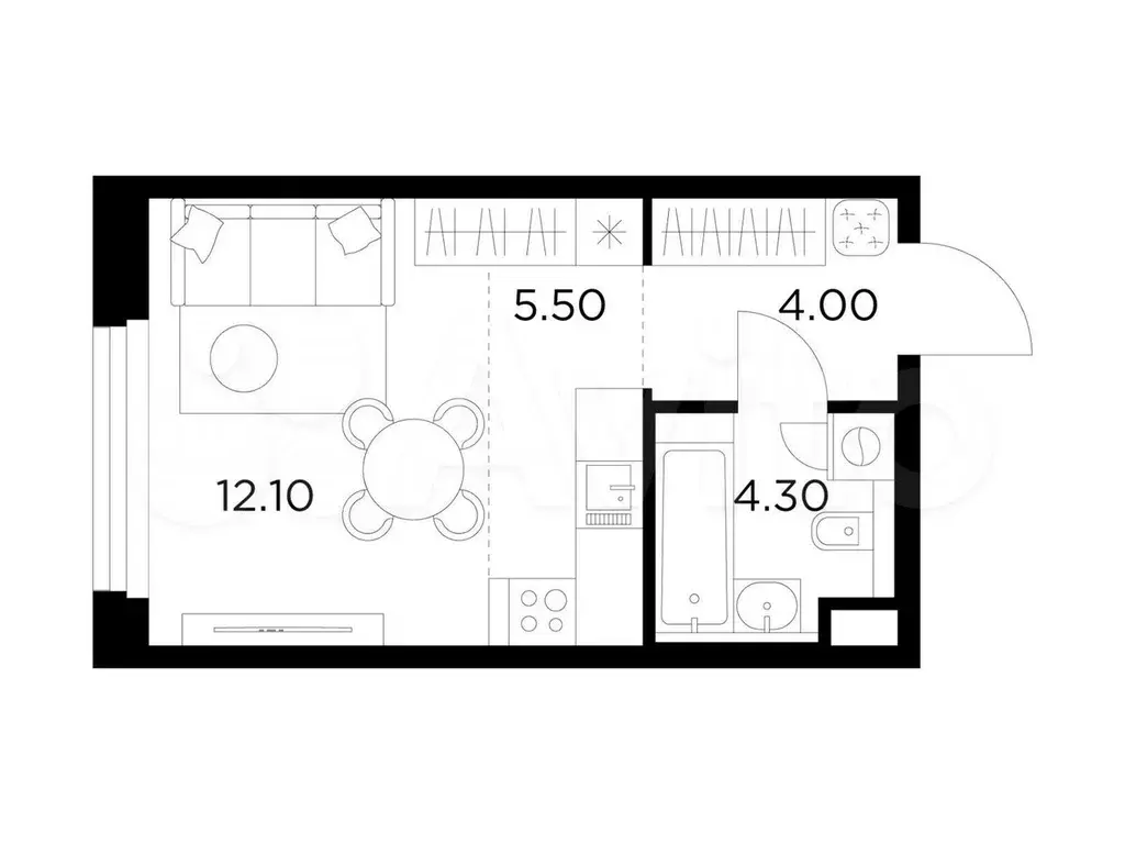 Квартира-студия, 26,1 м, 20/23 эт. - Фото 0