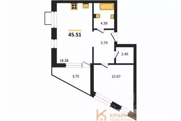 1-к кв. Воронежская область, Воронеж наб. Чуева, 7 (45.51 м) - Фото 0