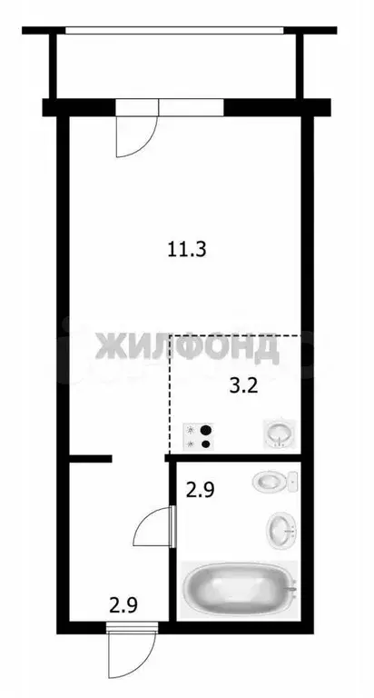 Квартира-студия, 20,3 м, 3/10 эт. - Фото 0