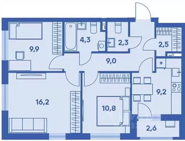 3-к кв. Пермский край, Пермь ул. Карпинского, 115 (65.5 м) - Фото 1