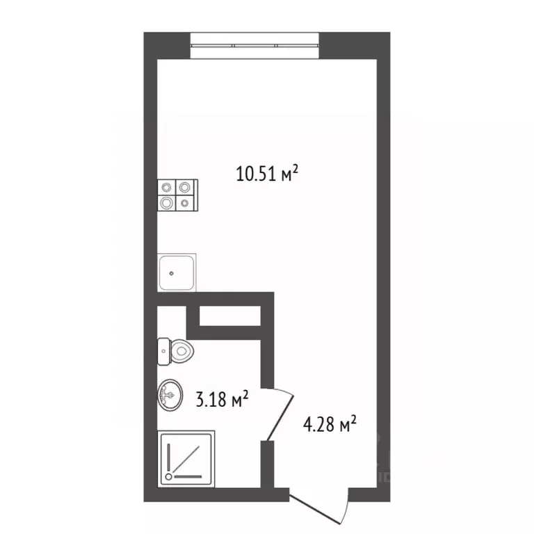 Студия Тюменская область, Тюмень Интернациональная ул., 199к9 (18.63 ... - Фото 2