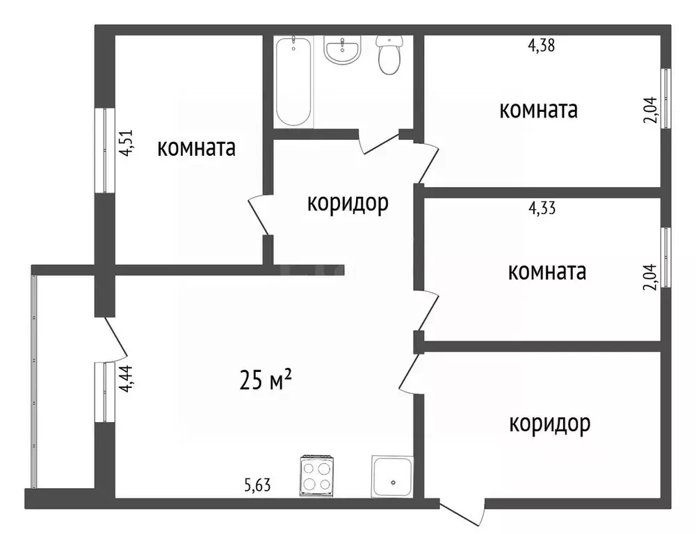 3-к кв. Тюменская область, Тюмень Солнечный проезд, 26 (91.6 м) - Фото 2