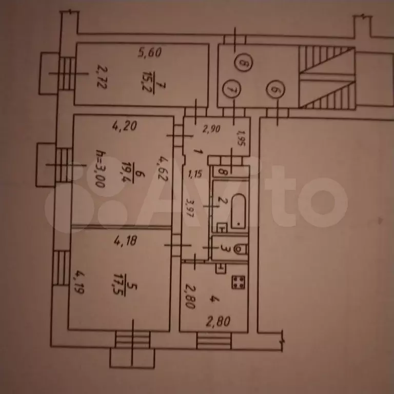 3-к. квартира, 76,1 м, 2/3 эт. - Фото 0