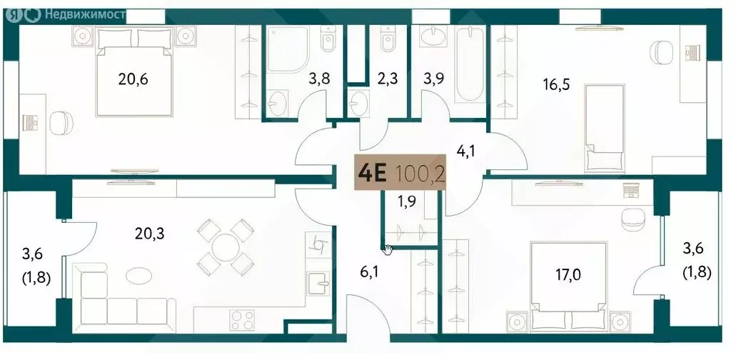 3-комнатная квартира: Москва, Винницкая улица, 8к4 (100.2 м) - Фото 0