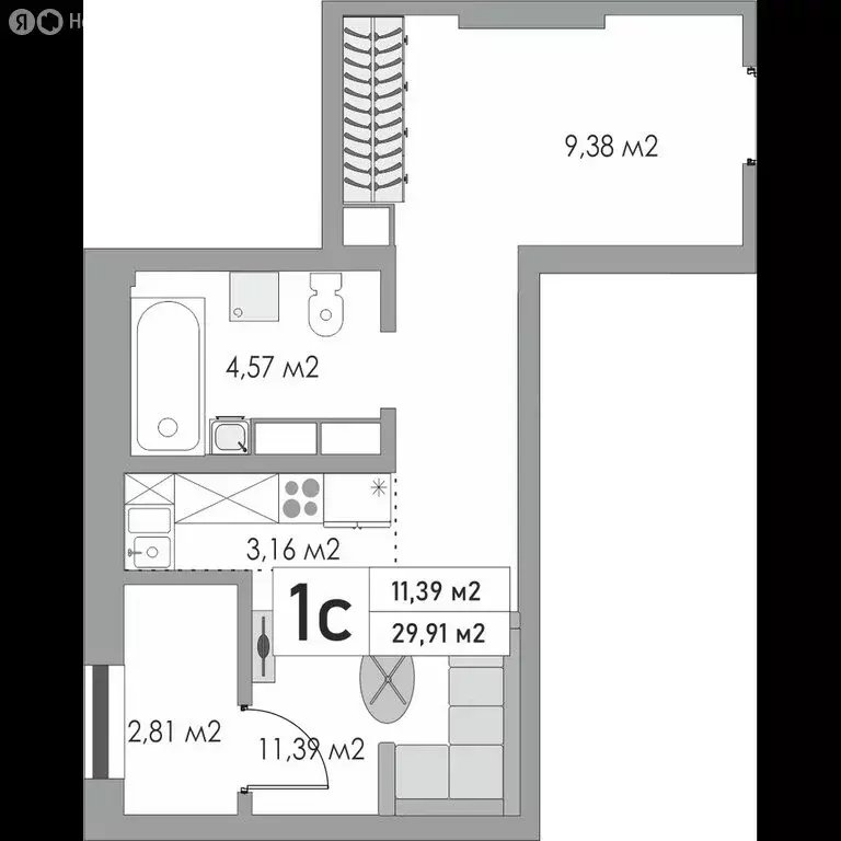 1-комнатная квартира: Оренбург, Яицкая улица, 11 (30 м) - Фото 0