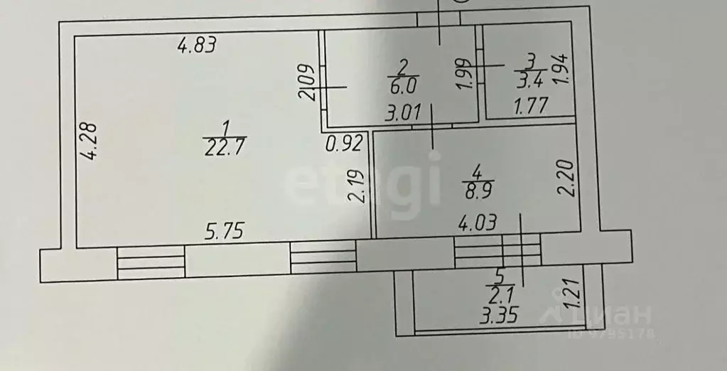 2-к кв. Татарстан, с. Высокая Гора ул. Полковая, 55 (41.0 м) - Фото 1