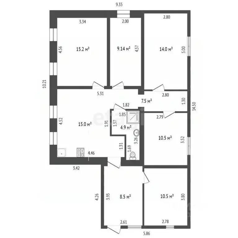 Дом в Мордовия, Ичалковский район, пос. Смольный Школьная ул., 2 (104 ... - Фото 2