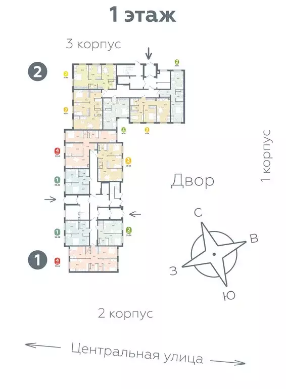 4-комнатная квартира: Горьковка, жилой комплекс Крылья (77.94 м) - Фото 1