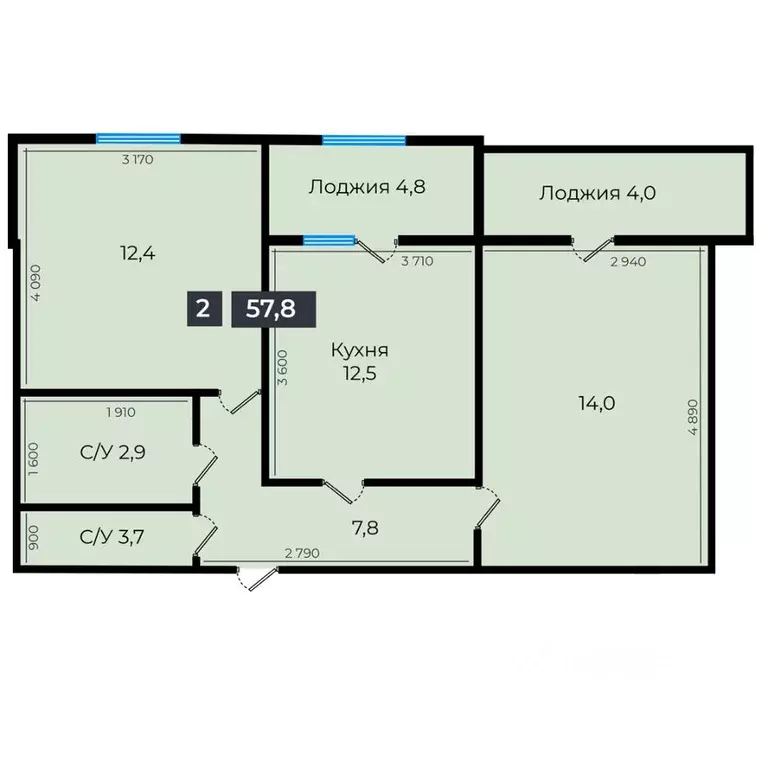 2-к кв. Ставропольский край, Ставрополь ул. Южный обход, 53В (59.8 м) - Фото 0