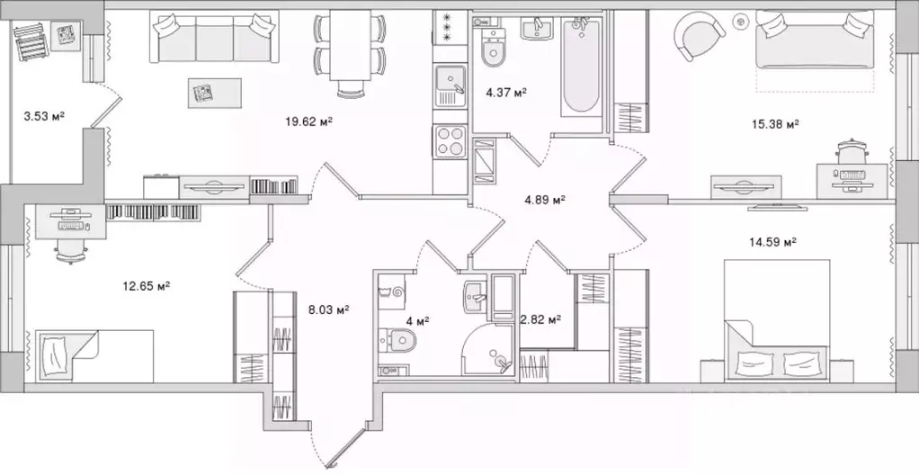 3-к кв. Санкт-Петербург Белоостровская ул., 10к2 (89.88 м) - Фото 0