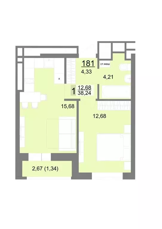 1-комнатная квартира: Екатеринбург, Тенистая улица, 8с5 (38.24 м) - Фото 0