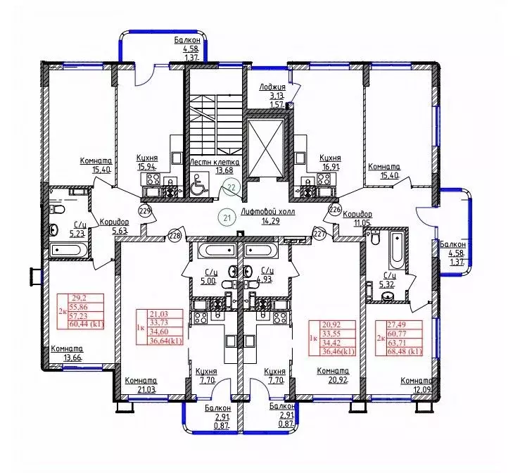 2-к кв. Калининградская область, Калининград ул. Дубовая Аллея (63.71 ... - Фото 2