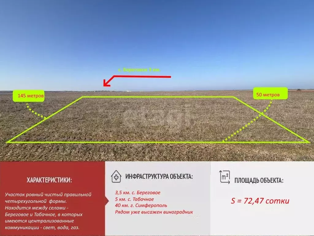 Участок в Крым, Симферопольский район, с. Кольчугино  (72.47 сот.) - Фото 1