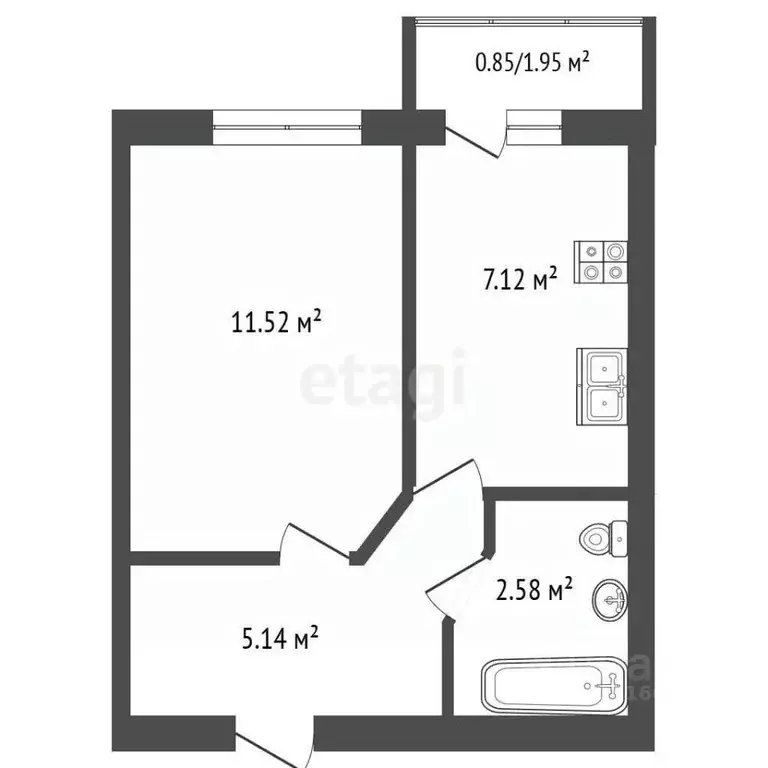 1-к кв. Калининградская область, Гурьевск бул. Пражский, 16А (28.6 м) - Фото 2