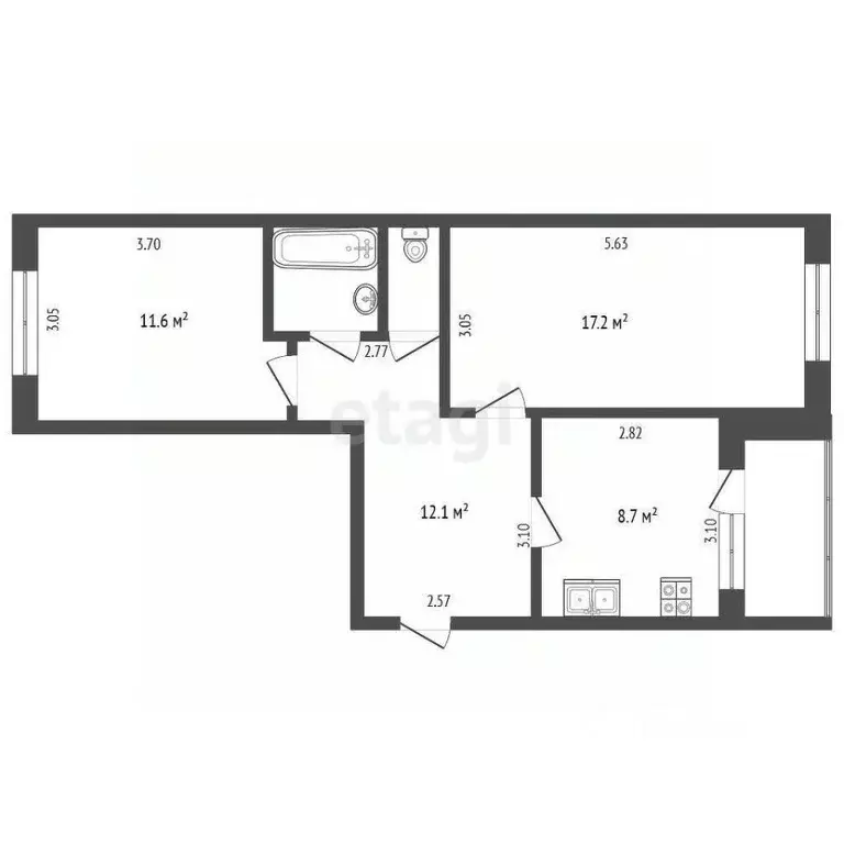 2-к кв. Ямало-Ненецкий АО, Новый Уренгой Лимбяяха мкр, Приозерный мкр, ... - Фото 0