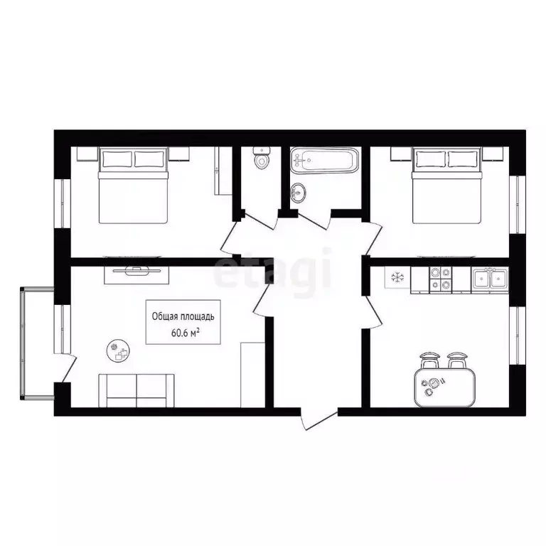 3-к кв. Алтай, Горно-Алтайск ул. Ушакова (57.0 м) - Фото 2