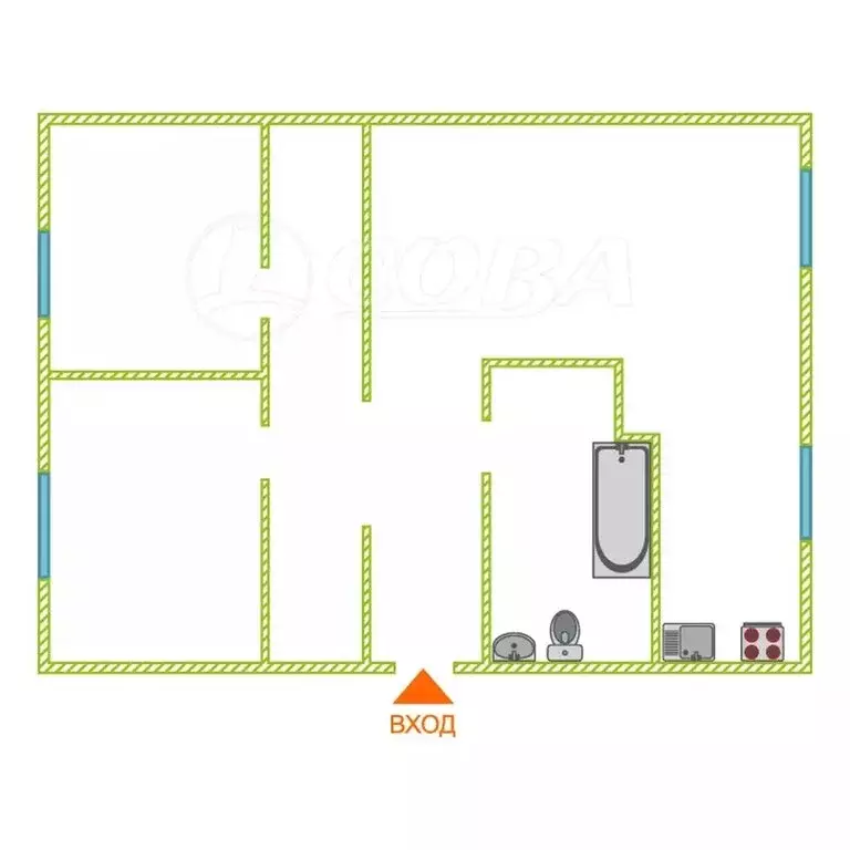 3-комнатная квартира: Курган, улица Урицкого, 4 (62.3 м) - Фото 2
