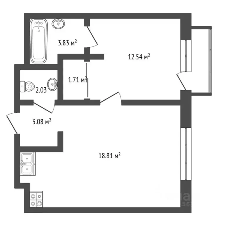 1-к кв. Тюменская область, Тюмень Тарманы мкр, ул. Малышева, 31к1 ... - Фото 2
