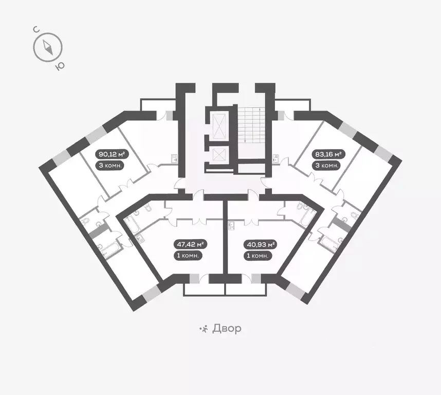 1-к кв. Красноярский край, Красноярск Взлетка мкр,  (40.93 м) - Фото 2