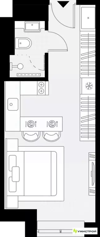 1-к кв. Татарстан, Казань Родины мкр,  (22.06 м) - Фото 1