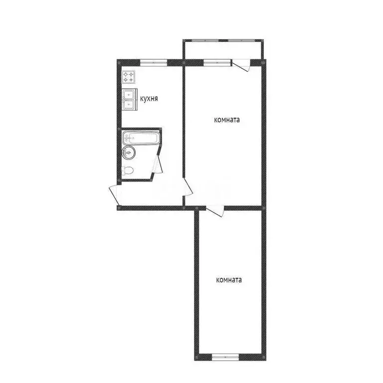 2-комнатная квартира: Иркутск, Детская улица, 35 (42.7 м) - Фото 1