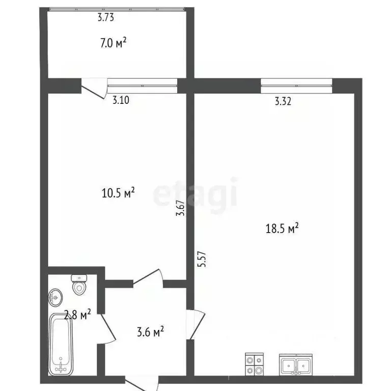 2-к кв. Севастополь ул. Маршала Блюхера, 9А (42.4 м) - Фото 1