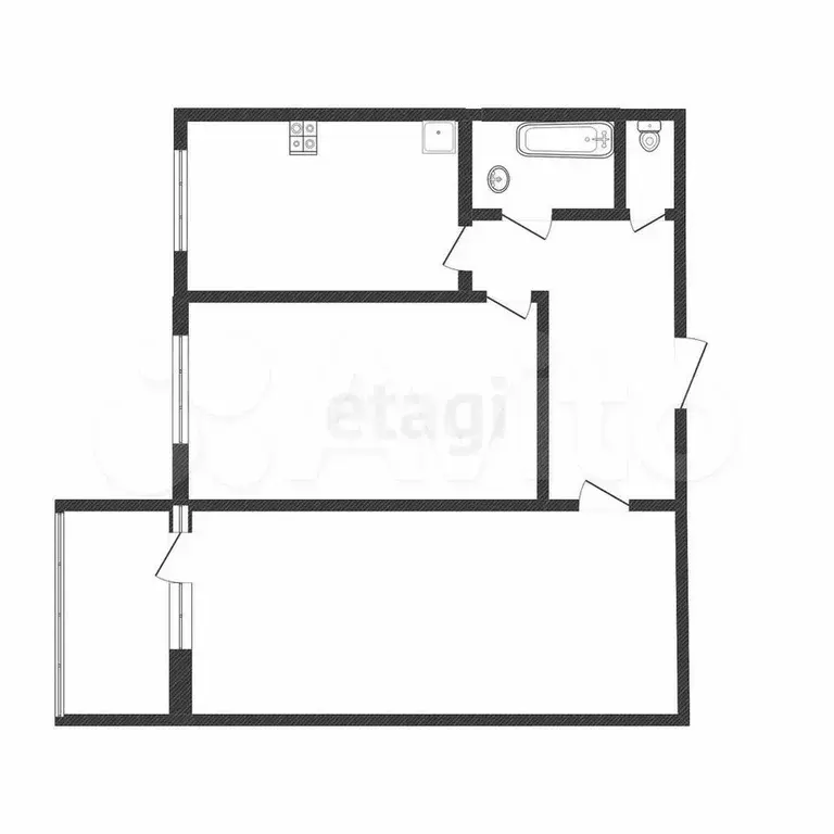 2-к. квартира, 50,7 м, 2/6 эт. - Фото 0