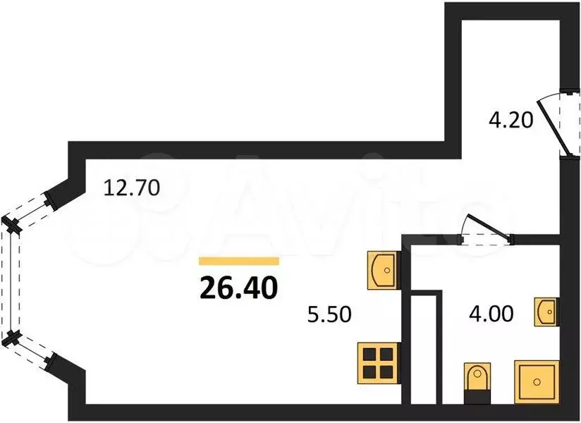 Квартира-студия, 26,4 м, 11/23 эт. - Фото 0