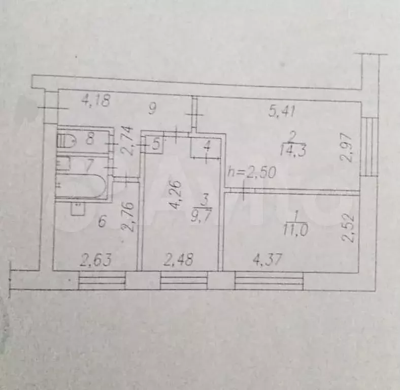 3-к. квартира, 52м, 2/5эт. - Фото 0