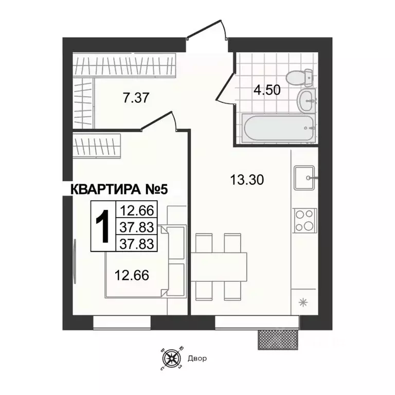 1-к кв. Владимирская область, Муром ул. 1-я Новослободская (37.83 м) - Фото 0