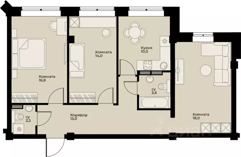 4-к кв. Свердловская область, Сухой Лог ул. Белинского, 40 (77.5 м) - Фото 1