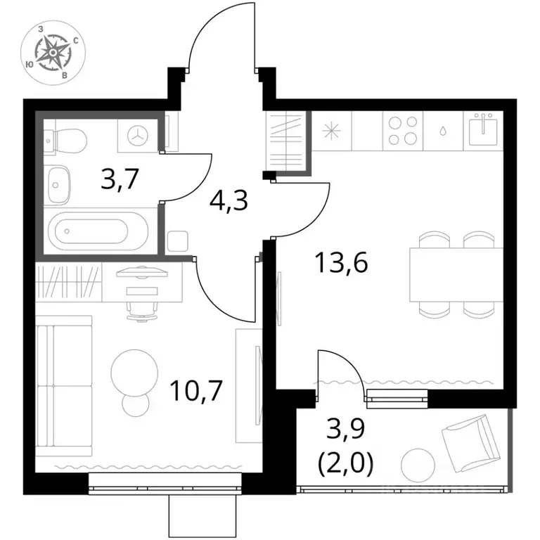 1-к кв. Московская область, Ленинский городской округ, пос. Ленинский ... - Фото 2