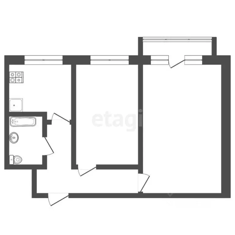 2-к кв. Томская область, Томск Смоленский пер., 29 (44.0 м) - Фото 1