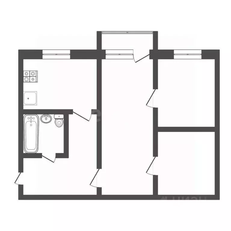 2-к кв. Тульская область, Киреевск Школьная ул., 1 (43.4 м) - Фото 2