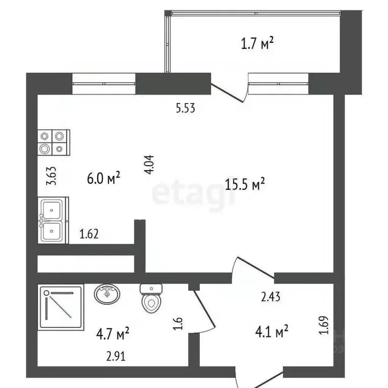 Студия Ямало-Ненецкий АО, Новый Уренгой Дружба мкр, 5/4 (30.3 м) - Фото 1