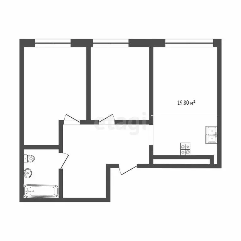 2-комнатная квартира: Тюмень, Ставропольская улица, 160/1 (63.9 м) - Фото 1