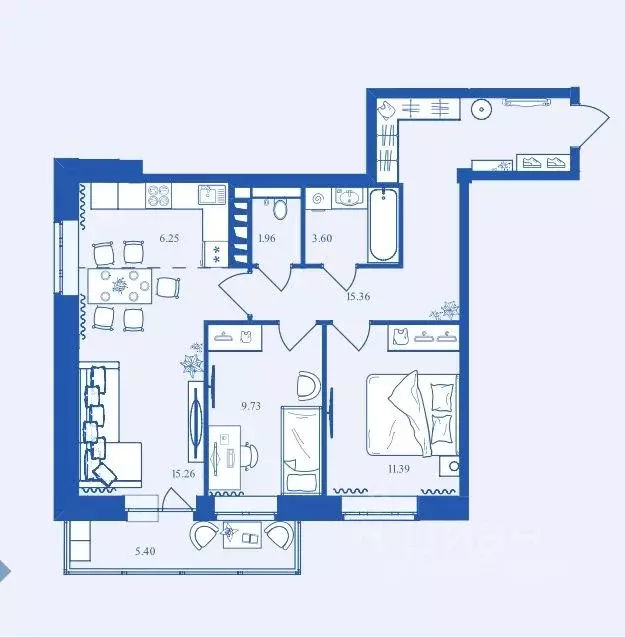 3-к кв. Брянская область, Брянск Деснаград мкр,  (68.95 м) - Фото 1