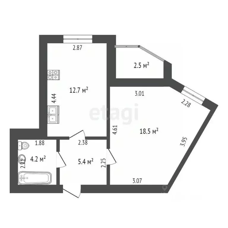 1-к кв. Самарская область, Самара просека 6-я, 157 (40.8 м) - Фото 2