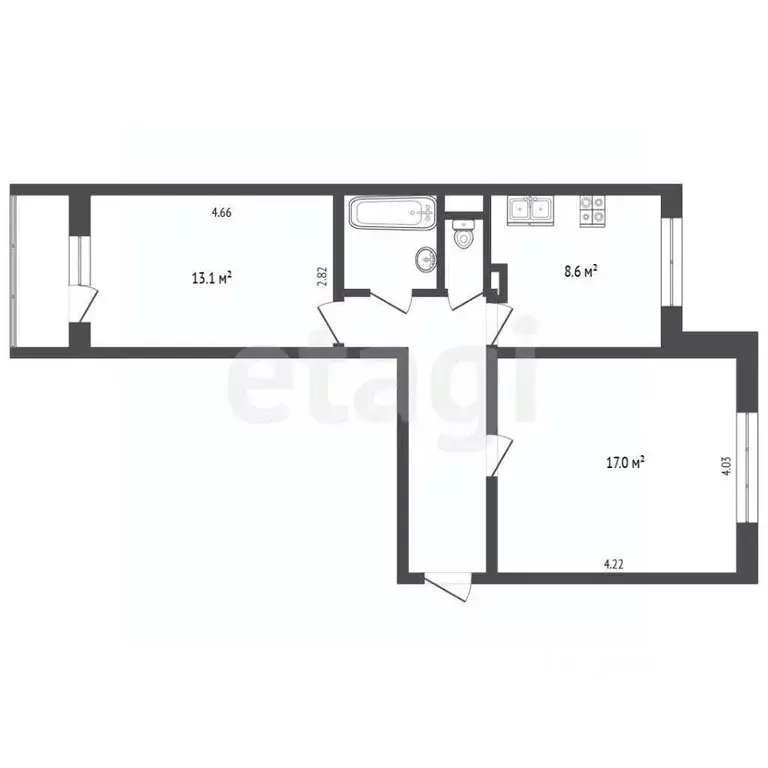 2-к кв. Москва Кантемировская ул., 20К1 (51.8 м) - Фото 2