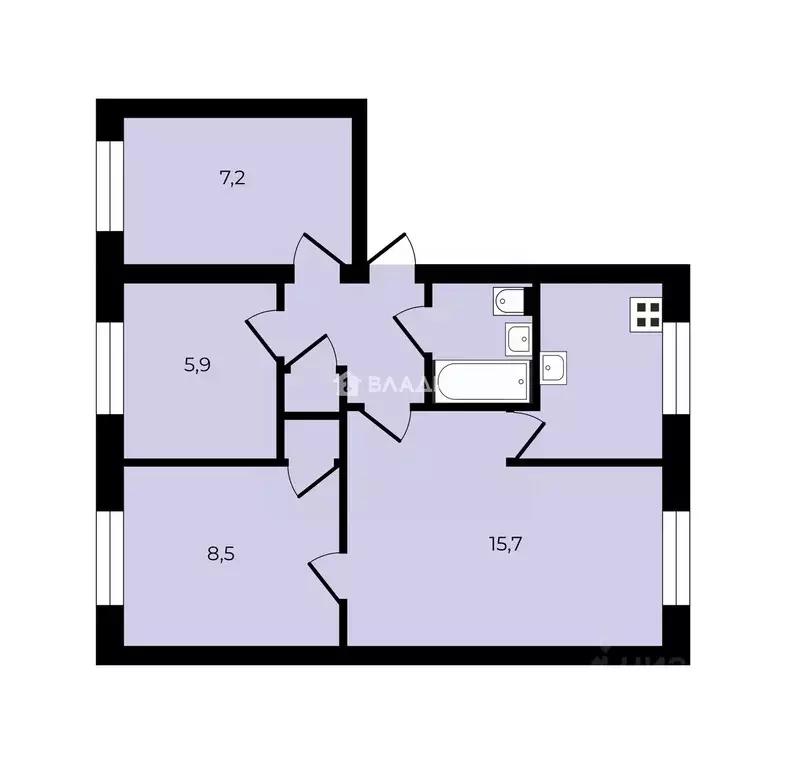 4-к кв. Санкт-Петербург ул. Костюшко, 9 (49.0 м) - Фото 2