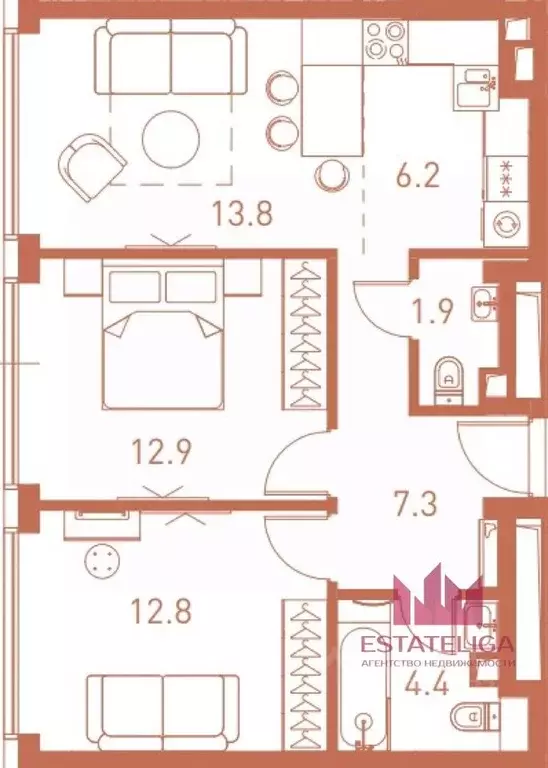 2-к кв. Москва 2-я Хуторская ул., 34 (60.0 м) - Фото 1