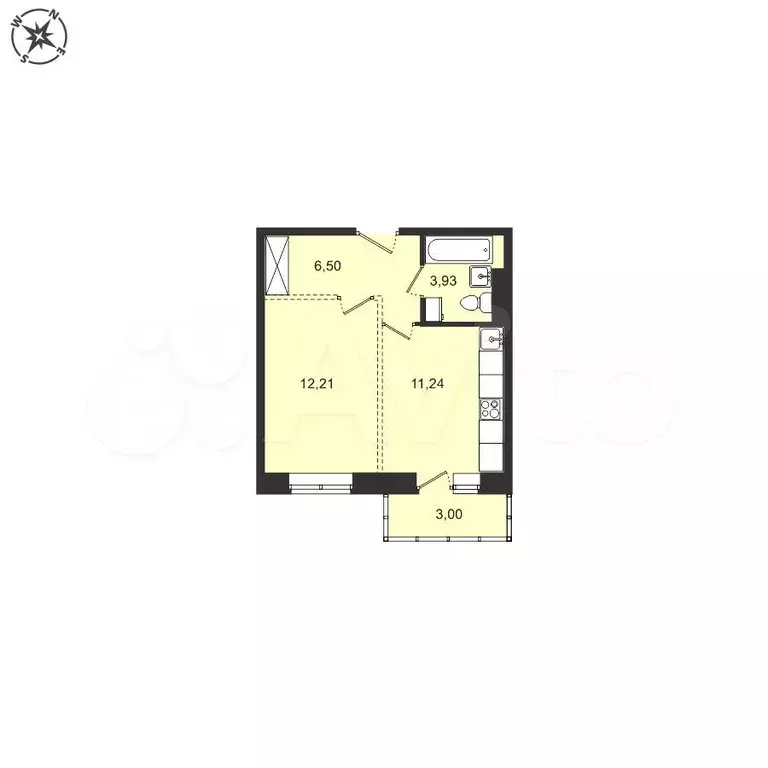 1-к. квартира, 36,7 м, 1/5 эт. - Фото 0