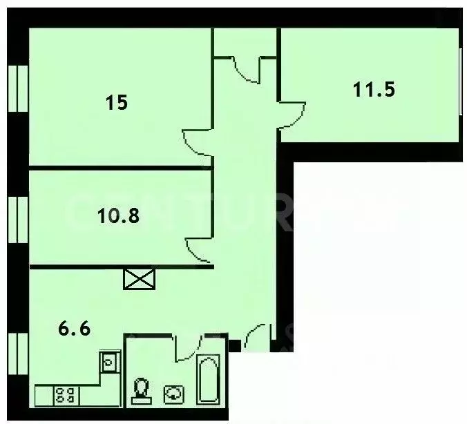 3-к кв. Москва Чертановская ул., 64К1 (59.0 м) - Фото 1