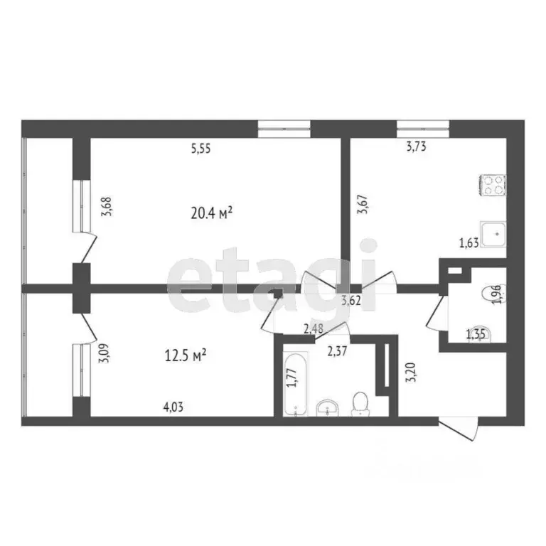 2-к кв. Тюменская область, Тюмень ул. Разведчика Кузнецова, 7 (57.0 м) - Фото 2