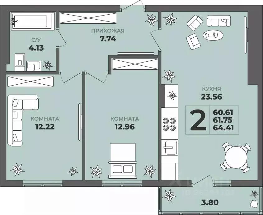 2-к кв. Калининградская область, Калининград ул. Генерала Толстикова, ... - Фото 1